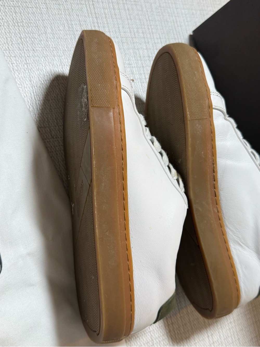 Thursday Boot Company Women’s White Sneakers with Gum Sole and Olive Heel - Picture 3 of 7